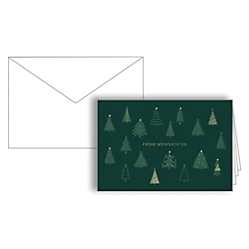 Weihnachtskarten "Frohe Weihnachten", Goldfolienprägung, strukturierter Karton, Querformat 17 x 11,5 cm, FSC, inkl. doppeltem Einlegeblatt & Kuvert, 10er-Set