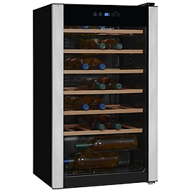 Weinkühlschrank exquisit WS1-34-GTE-030G, 70 W, für 34 x 0,75 l Flaschen, 8 Regale, Digitalanzeige, LED-Beleuchtung, B 490 x T 440 x H 842 mm, schwarz