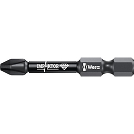WERA bit 851/4 IMP DC PH2, L 50 mm, 1/4 inch E6.3, diamant gecoat, slagpin, 5 stuks