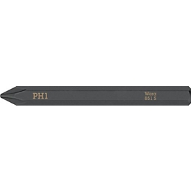 WERA Bit 851 S PH 1x70 mm, extra zähhart, 1/4 Zoll Antrieb, DIN ISO 1173, für Kreuzschlitzschrauben