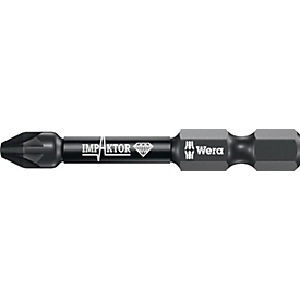 WERA Bit 855/4 IMP DC PZD2, L 50 mm, 1/4 inch E6.3, slagschroevendraaier met diamantcoating, voor slagschroevendraaiers, 5 stuks
