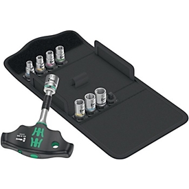 WERA doppenset Kraftform Kompakt 400 RA Set 2, 9-delig, 1/4 inch, kruishendel ratel, 6-13 mm, kleurcoderingssysteem
