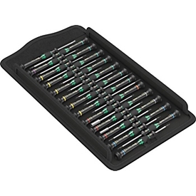 WERA Feinmechanikerschraubendrehersatz Kraftform Micro Big Pk.1, 25-teilig, Schlitz/PH/Sternprofil/Sternprofil PLUS®/Microstix®, drehbare Kappe
