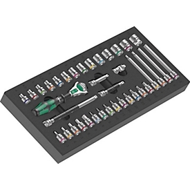WERA gereedschapmodule 9720, 37-delig, met schuimrubberen inzet, Zyklop ratel 1/4", water- en olieafstotend, BxHxD 172x40x392 mm
