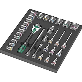 WERA gereedschapmodule 9722, 31-delig, met schuimrubberen inzet, Zyklop 8000 C ratelset, water- &amp; olieafstotend, BxHxD 344x51x392 mm