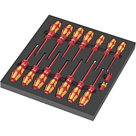 WERA gereedschapsmodule 9711, VDE-schroevendraaierset, 16-delig, schuimrubberen inzet, B 360 x H 60 x D 405 mm