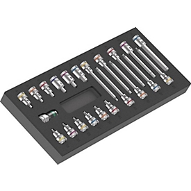WERA gereedschapsmodule 9723, 22-delig, schuiminzet, Zyklop B 3/8″ bitdoppenset, water- &amp; olieafstotend, BxHxD 172x39x392 mm