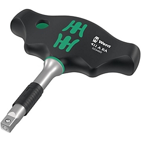 WERA hefboom-omkeerratel 411 A RA, 1/4 inch vierkant, L 89 mm, 80 tanden, gelegeerd gereedschapsstaal, kruisgreep 2-componenten, 2 stuks