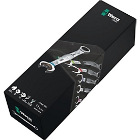 WERA Joker combinatiesleutelset, 4-delig, AF 10-19 mm, recht, gelegeerd gereedschapsstaal, mat verchroomd