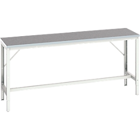 Werkbank Bott verso, Linoleum-Platte, mit Querstrebenset, B 2000 x T 600 x H 780 - 930 mm, RAL 7035 Lichtgrau