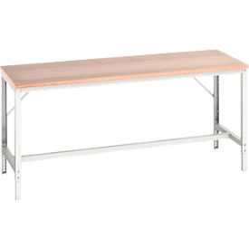 Werkbank Bott verso, Multiplex-Platte, mit Querstrebenset, B 2000 x T 800 x H 780 - 930 mm, RAL 7035 Lichtgrau