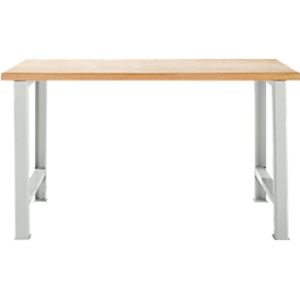 Werkbank, Grundeinheit, B 1500 x T 665 x H 840 mm, lichtgrau 