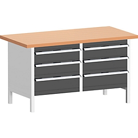 Werkbank met kast KW-1578-2.5, antracietgrijs