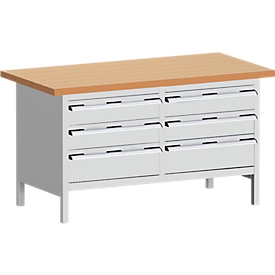 Werkbank met kast KW-1578-2.5, lichtgrijs