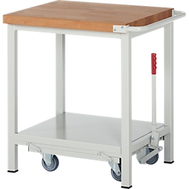 Werkbank serie 8000, verrijdbaar, neerlaatbaar, Legbord, B 750 x D 700 x H 880 mm
