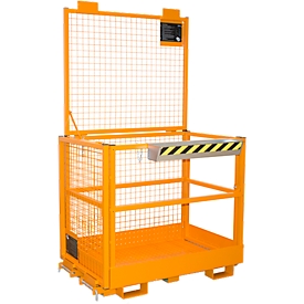 Werkkooi voor heftrucks type MB-II, voor 2 personen, tot 300 kg, L 1040 x B 1300 x H 2155 mm, geeloranje RAL 2000