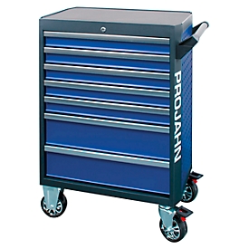 Werkplaatswagen PROJAHN GALAXY, plaatstaal, 7 schuifladen, tot 450 kg, afsluitbaar, blauw/antraciet
