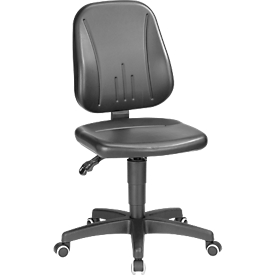 Werkstoel 9653, kunstleer, wielen, zwart