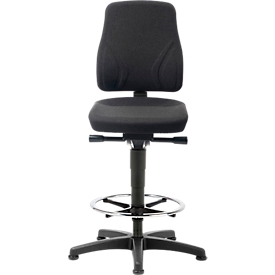 Werkstoel All-In-One 9631, opstaphulp en glijders, stoffen bekleding, Duotec zwart gemêleerd