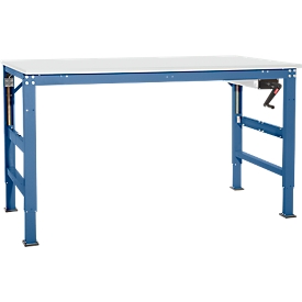 Werktafel Ergo K, met zwengel,  1000 x 800 mm, tafelblad melamine, briljantblauw