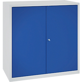 Werkzeugschrank, Sicherheitsschloss, 2 Einlegeböden & 1 Schublade, B 1000 x T 500 x H 1000 mm, Stahlblech, lichtgrau/enzianblau