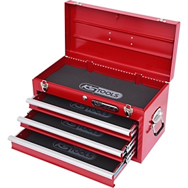 Werkzeugtruhe mit 3 Schubladen-rot, L508xH255xB303mm 