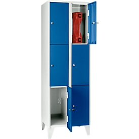 Wertfachschrank 300 mm, 2 Abteile, 6 Fächer, Sicherheitszylinderschloss, Fuß, enzianblau