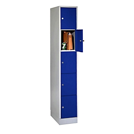 Wertfachschrank, mit Sockel, Fächeranzahl 5, Fachbreite 300 mm, Sicherheitszylinderschloss, enzianblau