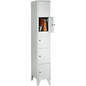 Wertfachschrank, mit Stollenfüße, Fächeranzahl 5, Fachbreite 300 mm, Sicherheitszylinderschloss, lichtgrau