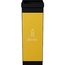 Wertstoffsammler Paperflow, Volumen 60 l, für Kunststoff, erweiterbar, L 363 x B 263 x H 760 mm, Polystyrol, gelb-schwarz