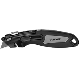 Westcott Cutter aus Zinklegierung, mit automatischer Verriegelung und automatischer Rückholfunktion, inkl. 3 Klingen