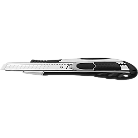Westcott cutter "Duo Safety", safety knife with duo function, blade width 18 mm, metal housing, soft grip handle