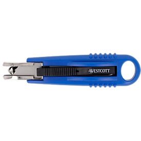 Westcott Sicherheitscutter mit zurückziehbarer Stahlklinge, 18 mm, blau, TÜV/GS geprüft