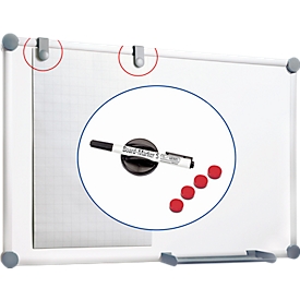 Whiteboard 2000 MAULpro,  900 x 1200 mm, gelakt oppervlak, set II
