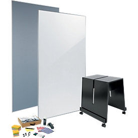 Whiteboard/Pinboard Set sigel MUB01, 4-teilig, je 1 x Whiteboard & Pinboard B 900 x H 1800 mm, 1 x mobiler Ständer & Toolkit