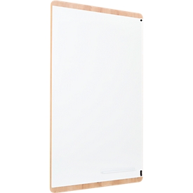 Whiteboard Rocada Natural Skinboard, magn.adhesive, high/cross, opslagbak, staal op hout, B 1000 x H 1500 mm