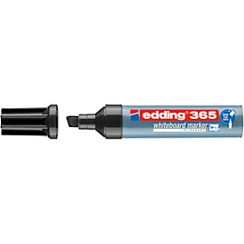 Whiteboardmarker Edding 365, Schreibfarbe Schwarz, Keilspitze, Strichstärke 2-7 mm, trocken abwischbar, mit Kappe, nachfüllbar, 10 Stück