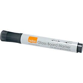 Whiteboardmarker nobo, ook geschikt voor glasboards, 4 stuks, zwart