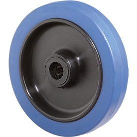 wiel, Elastisch blauw, op rollagers, Montagehoogte 105 mm