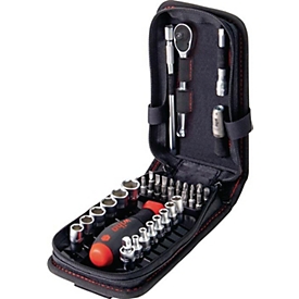 WIHA dopsleutelset 44684, 39-delig, sleuf/PH/PZD/T/K, robuuste bits, functionele etui met riemclip