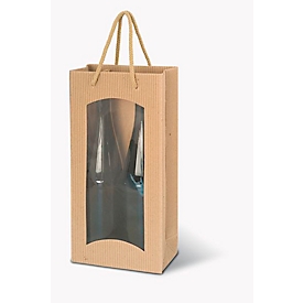 Wine carrier bag “fluted”, double, natural, 20 pieces