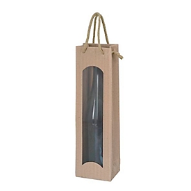 Wine carrier bag “fluted”, single, natural, 20 pieces