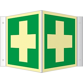Winkelschild mit Erste Hilfe-Symbol