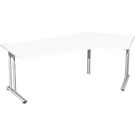 Winkelschreibtisch 135° PALENQUE, C-Fuß, manuelle Höhenverstellung, Winkel rechts, B 2165 x T