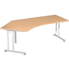 Winkelschreibtisch 135° PALENQUE, C-fuß, Winkel links, B 2165 x T 800/1130 x H 680-820 mm, Buche