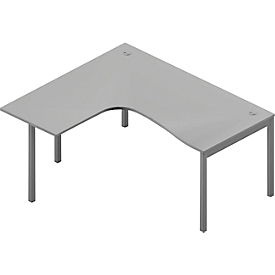 Winkelschreibtisch ARLON-OFFICE, 4-Fuß, Ansatz links, B 1600 x T 1200 x H 730 mm, lichtgrau