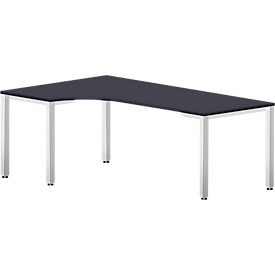 Winkelschreibtisch BEXXSTAR, Quadratrohrfuß, Ansatz links, B 2000 x T 800/1200 x H 740 mm, schwarz