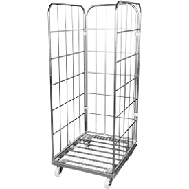 Wire mesh container 3-sided, 1600 on metal pallet