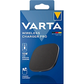 Wireless Charger Varta Pro, charge rapide 15 W, pour appareils compatibles Qi, USB Type C (câble inclus), L 100 x P 100 x H 65 mm, noir