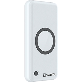 Wireless Powerbank Varta, 20000 mAh, 1x USB-C (In & Out), 2x USB-A (Out), chargement avec ou sans câble, L 79 x P 24 x H 160 mm, blanc